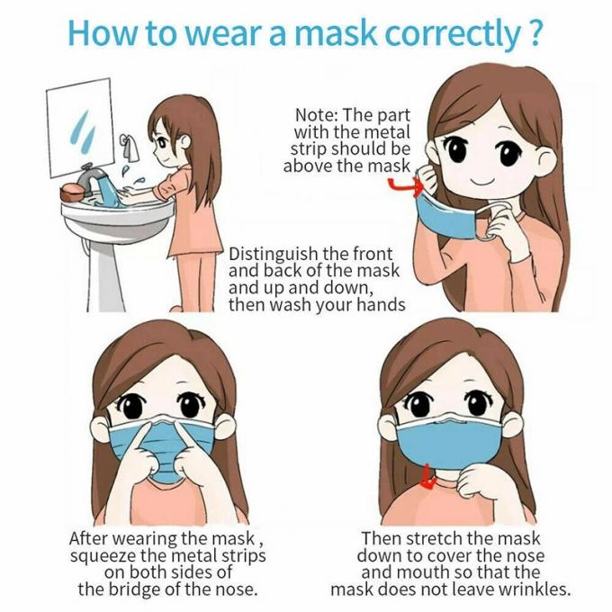 Blu maschera di protezione medica eliminabile di 3 strati, maschera eliminabile della bocca della polvere